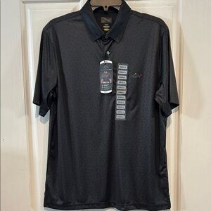 Greg Norman Charcoal w/ Black Shark Print Polo
